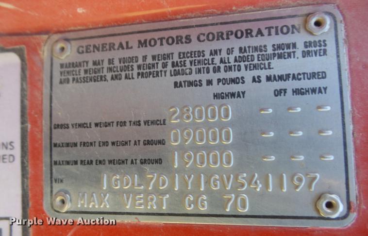 image for item DB0647 1986 GMC TopKick 7000 dump truck