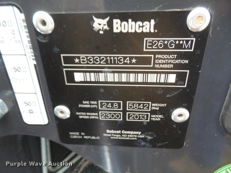 image for item DB0659 2013 Bobcat E26 compact excavator