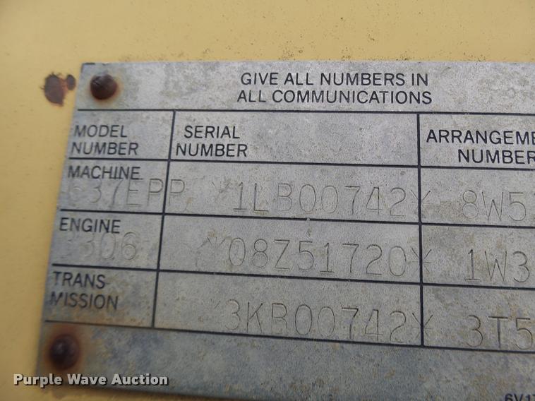 image for item DB1267 1989 Caterpillar 637E scraper