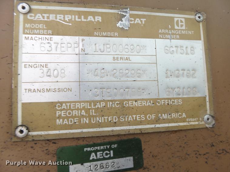 image for item DB1267 1989 Caterpillar 637E scraper