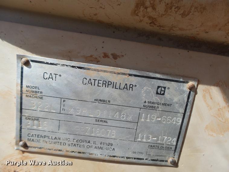 image for item DB1922 1996 Caterpillar 322 L excavator