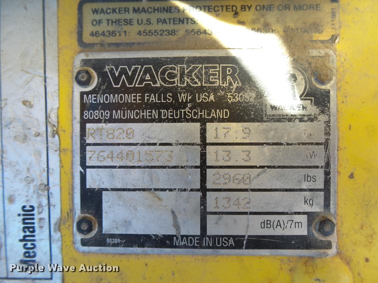 image for item DB1924 Wacker RT820 trench compactor