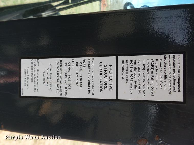 image for item DB4687 2008 John Deere 850J LGP dozer