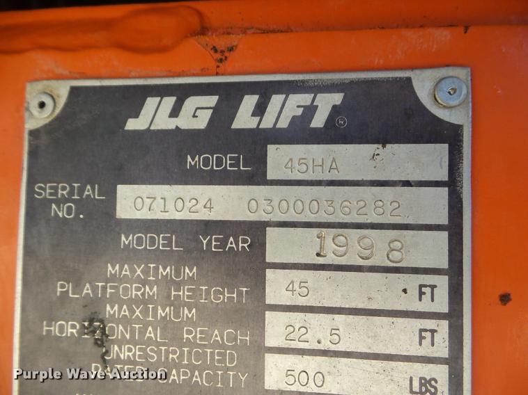 image for item DB5017 1998 JLG 45HA boom lift