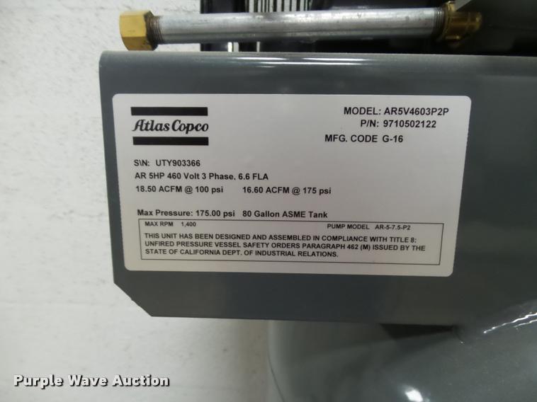 image for item DE9533 Atlas Copco AR5V4603P2P air compressor