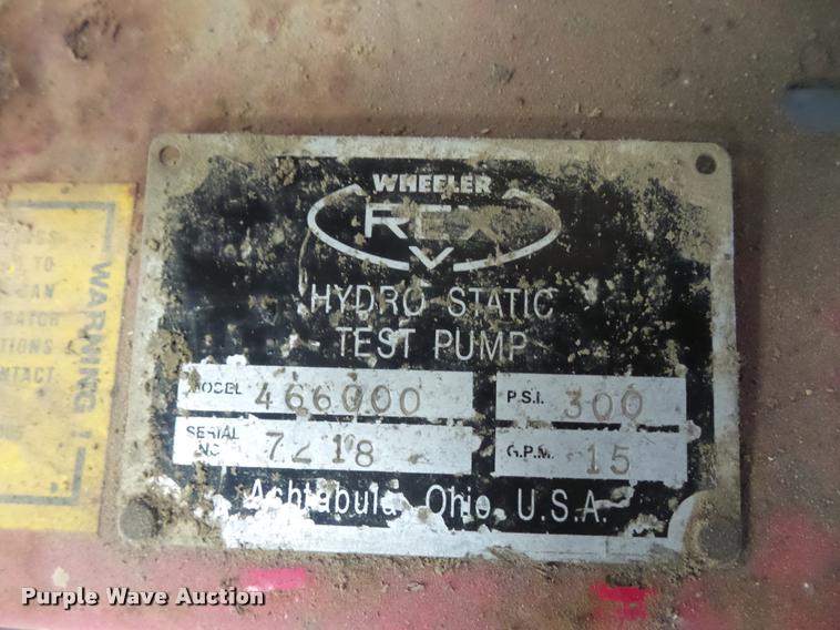 image for item J1585 Wheeler Rex 466000 hydrostatic test pump