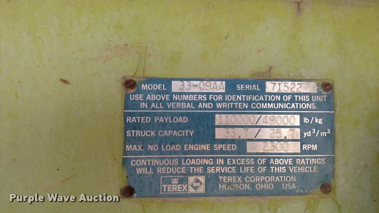 image for item K1213 1993 Terex 33-09AA haul truck
