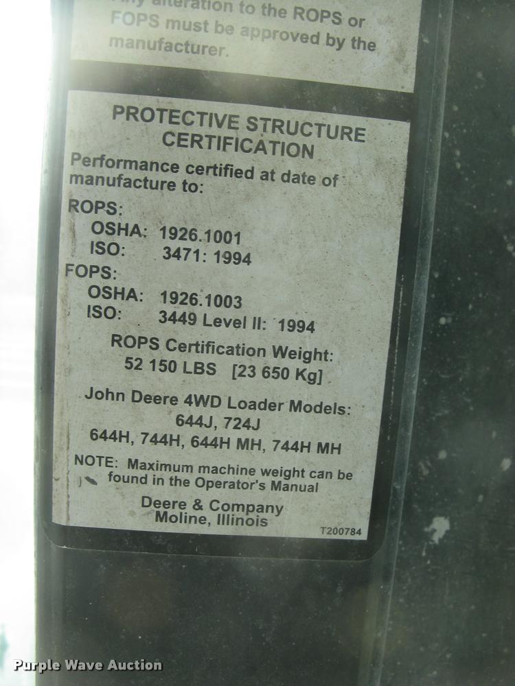 image for item L3976 2007 John Deere 644J wheel loader