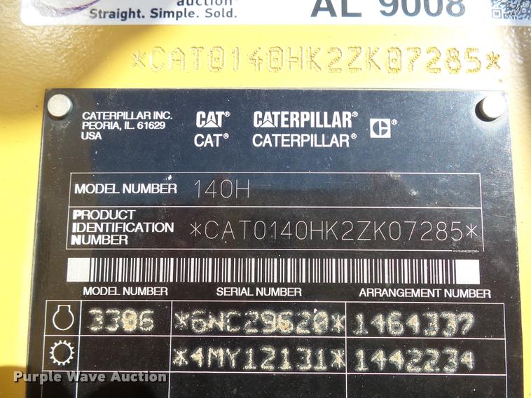 image for item AL9008 2002 Caterpillar 140H motor grader