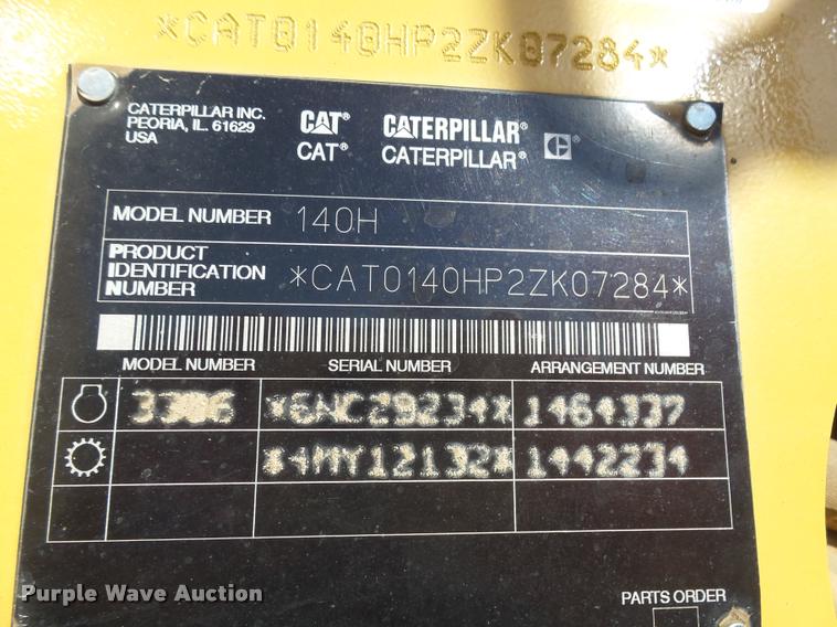 image for item AL9022 2002 Caterpillar 140H motor grader