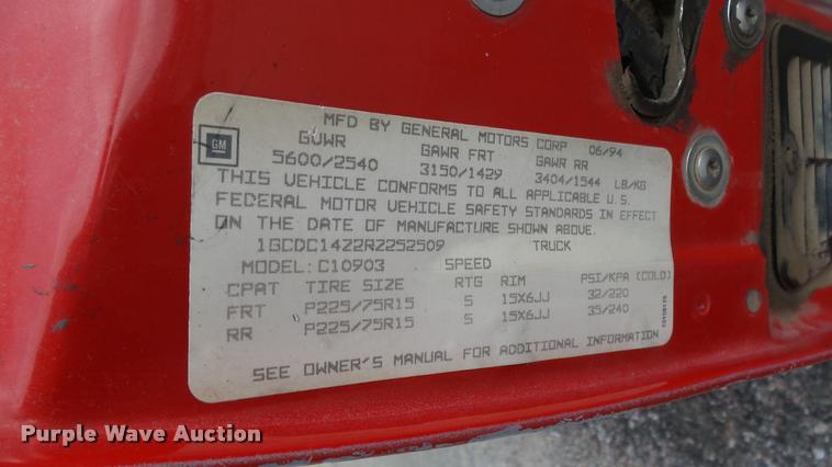 image for item CB9680 1994 Chevrolet 1500 pickup truck