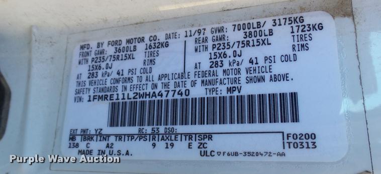 image for item DA0420 1998 Ford Club Wagon van