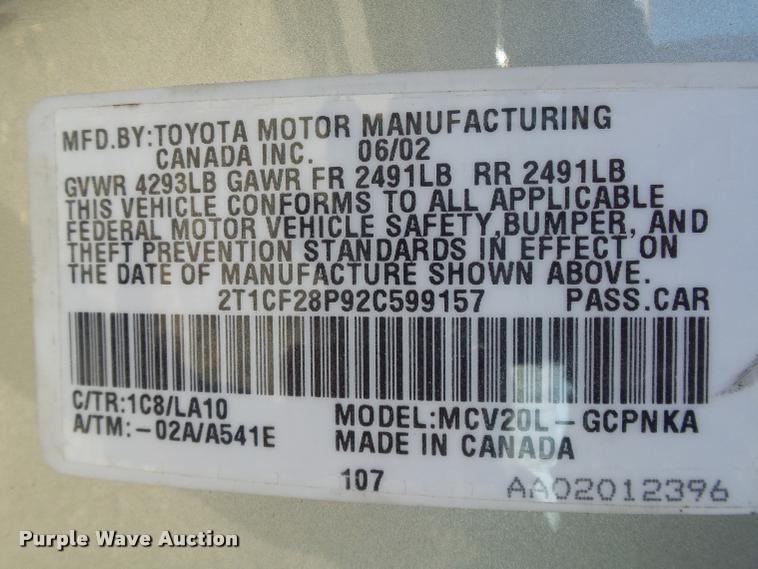 image for item DB1941 2002 Toyota Camry Solara