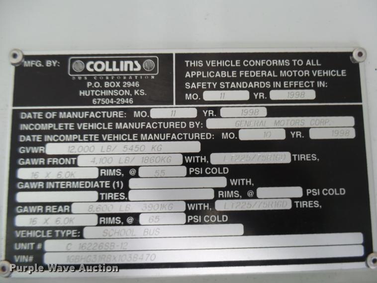 image for item DB2484 1999 Chevrolet Express 3500 Cargo school bus