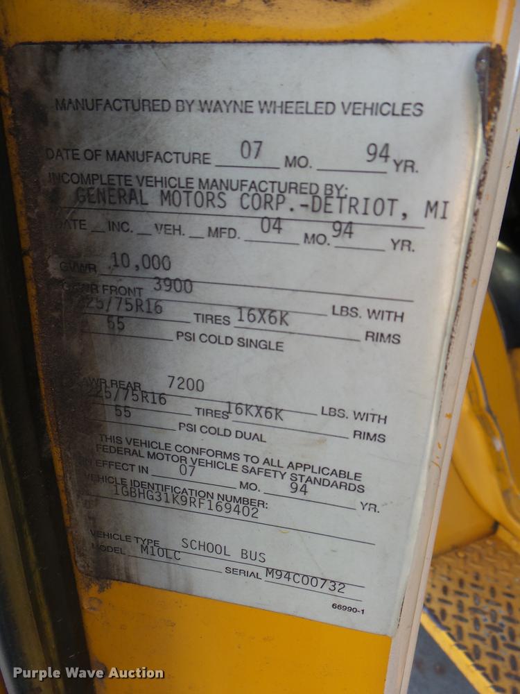 image for item DB2486 1994 Chevrolet G30 school bus