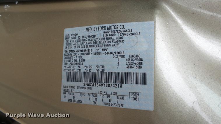 image for item DB3838 2000 Ford Windstar SEL van