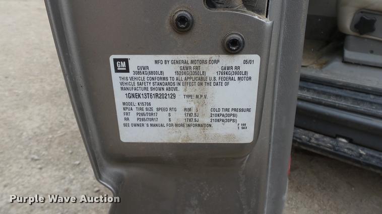 image for item DB3839 2001 Chevrolet Tahoe SUV