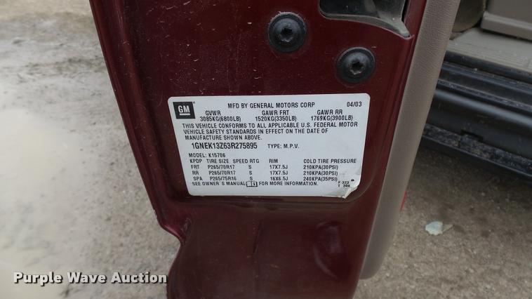 image for item DB3844 2003 Chevrolet Tahoe SUV