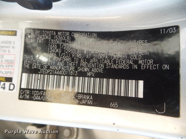 image for item DB5012 2004 Toyota Highlander SUV