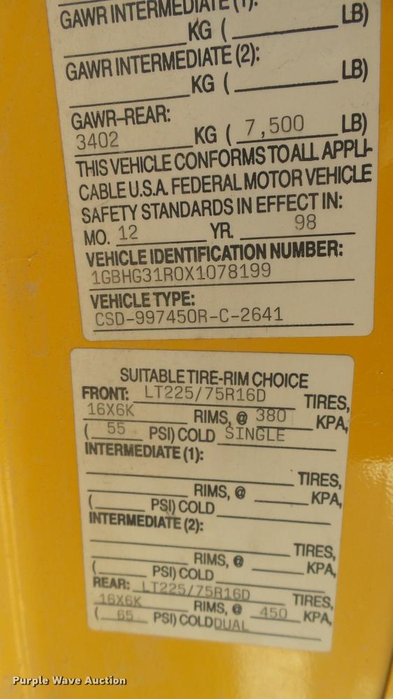 image for item DS9185 1999 Chevrolet Express 3500 Cargo school bus