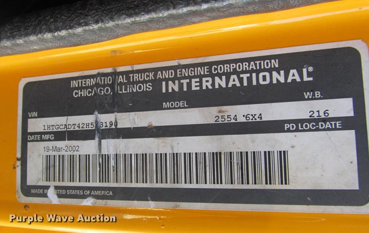 image for item K4974 2002 International F2554 dump truck