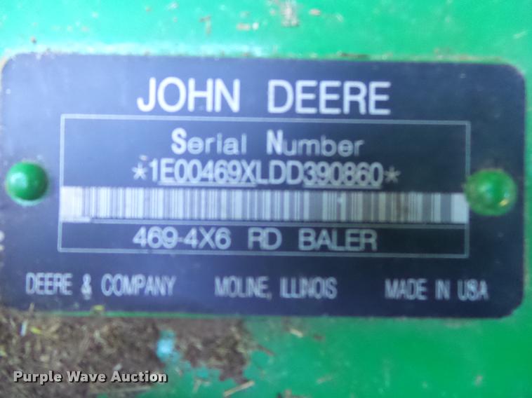 image for item DA2571 2013 John Deere 469 Mega Wide Plus round baler