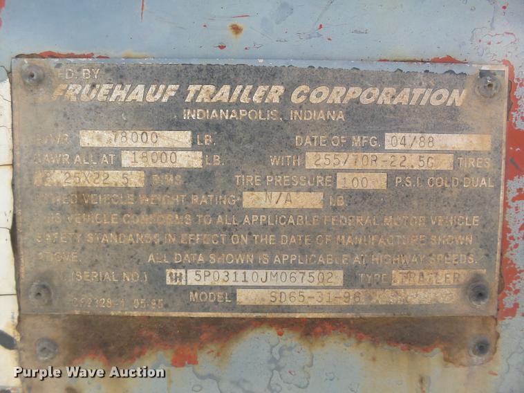 image for item DB0118 1988 Fruehauf SD65-31-96 double drop deck glass trailer