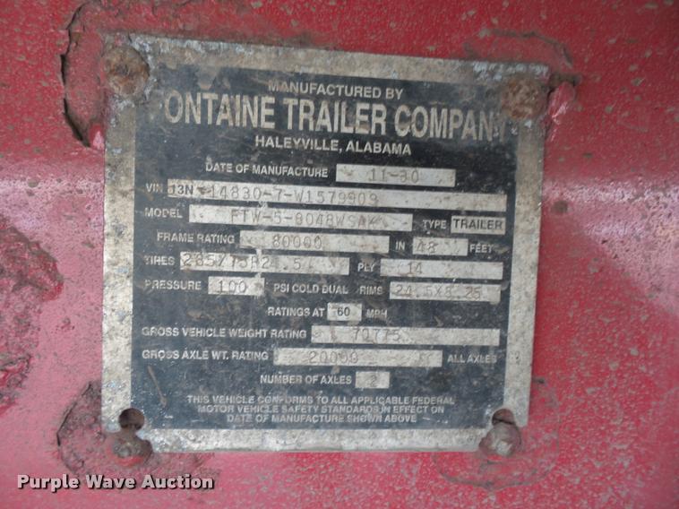 image for item J1570 1998 Fontaine flatbed trailer