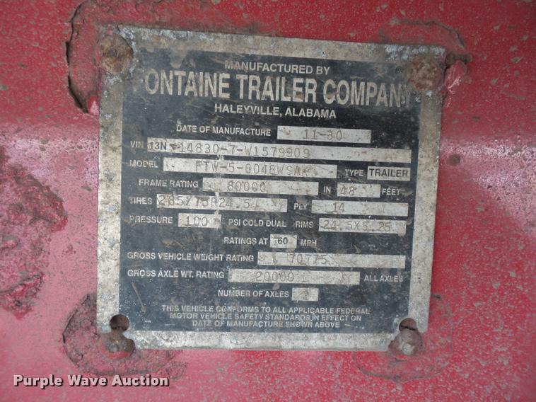 image for item J1570 1998 Fontaine flatbed trailer