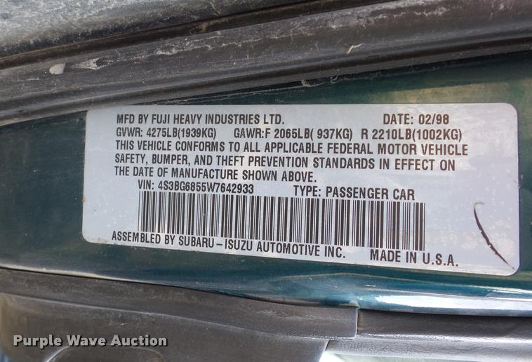 image for item BH9296 1998 Subaru Legacy Wagon Outback