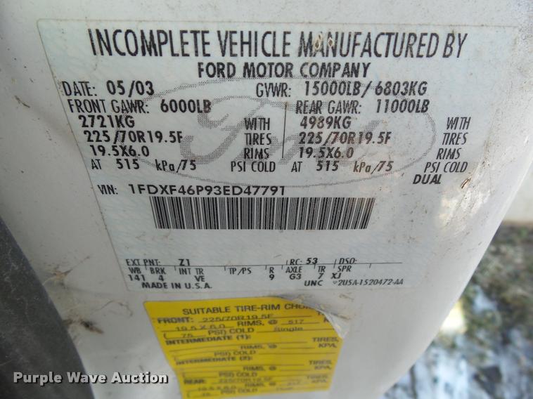 image for item CB9875 2003 Ford F450 Super Duty service truck
