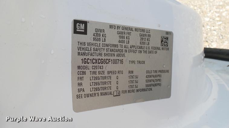 image for item DA0446 2012 Chevrolet Silverado 2500HD Crew Cab pickup truck