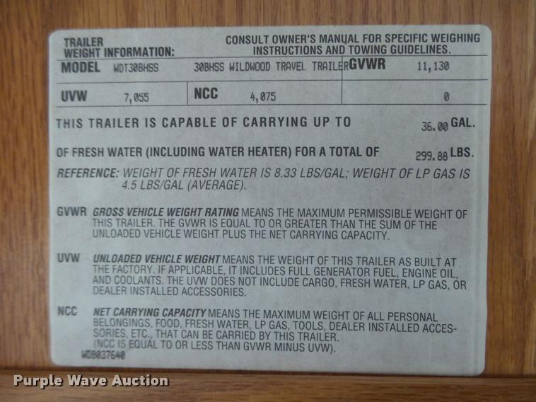 image for item DA0605 2001 Wildwood WDT30BHSS camper