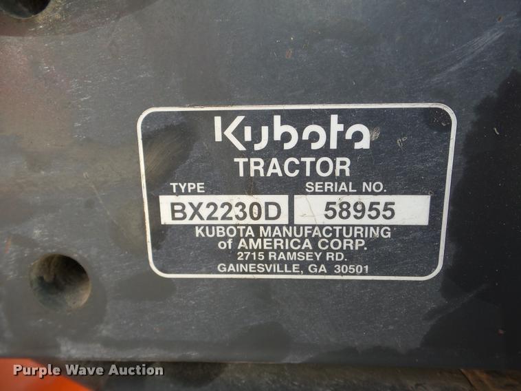 image for item DA1828 Kubota BX2230D lawn tractor