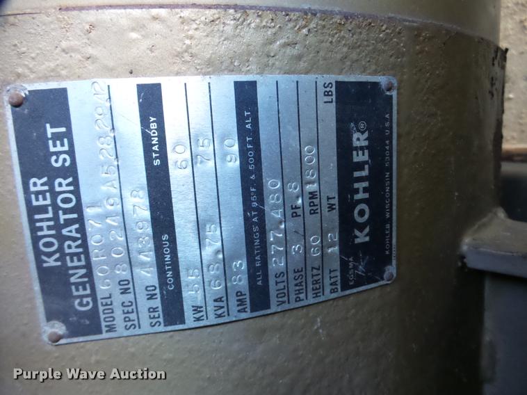 image for item DA7484 Kohler 60R071 generator
