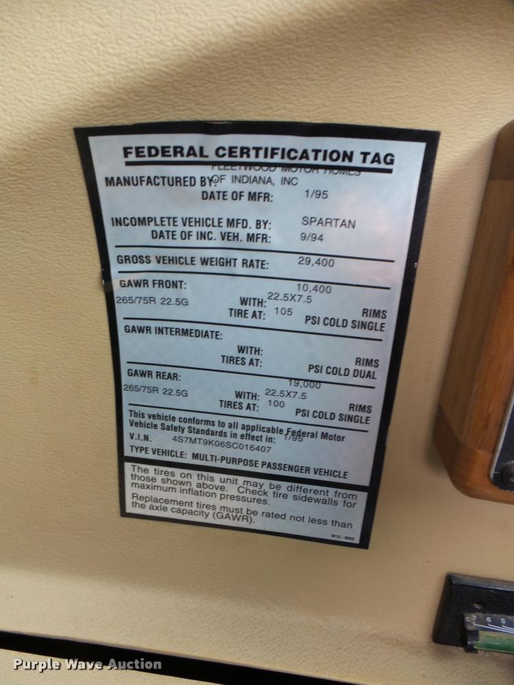 image for item DA7497 1995 Spartan Fleetwood RV