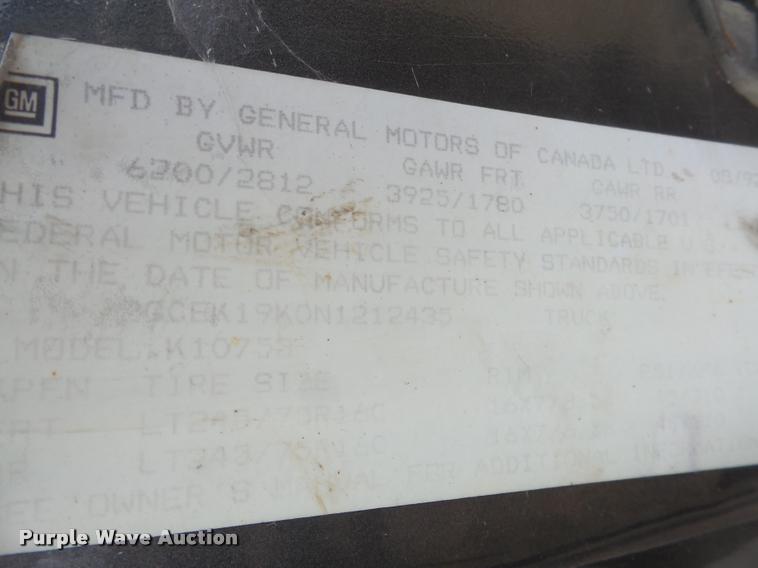 image for item DB0584 1992 Chevrolet 1500 Ext. Cab pickup truck