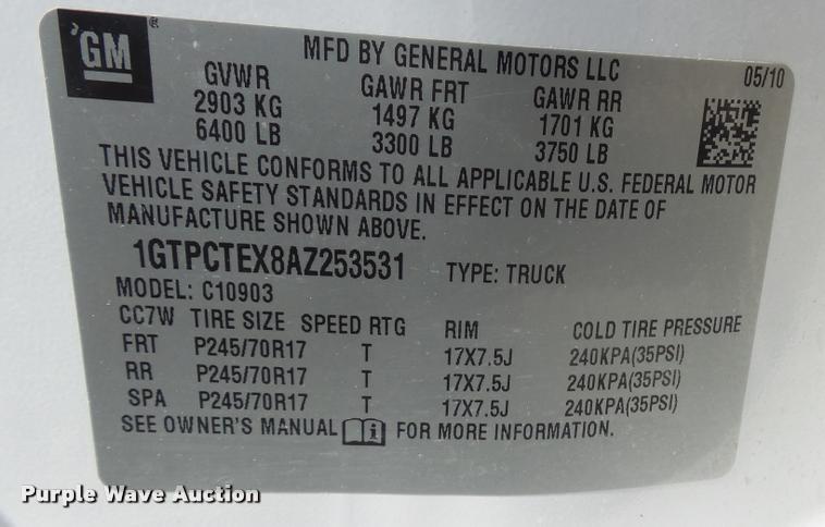 image for item DB3805 2010 GMC Sierra 1500 pickup truck