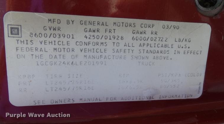 image for item DB3817 1990 Chevrolet Cheyenne 2500 pickup truck