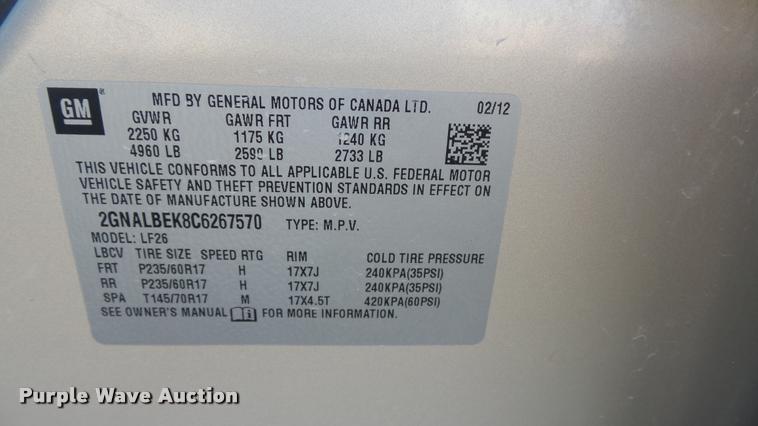 image for item DB3818 2012 Chevrolet Equinox SUV