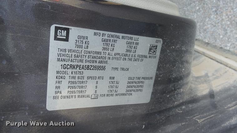 image for item DB3825 2011 Chevrolet Silverado 1500 Ext. Cab pickup truck