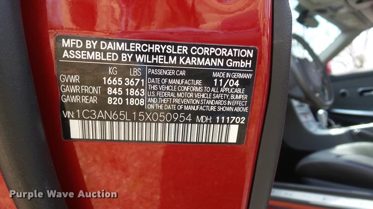 image for item DB3845 2005 Chrysler Crossfire convertible