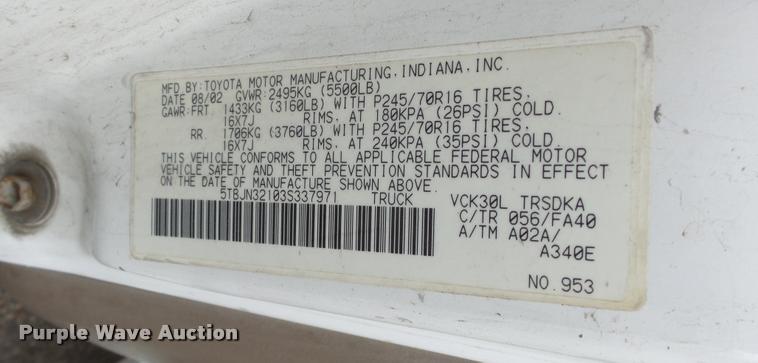 image for item DB3849 2003 Toyota Tundra pickup truck