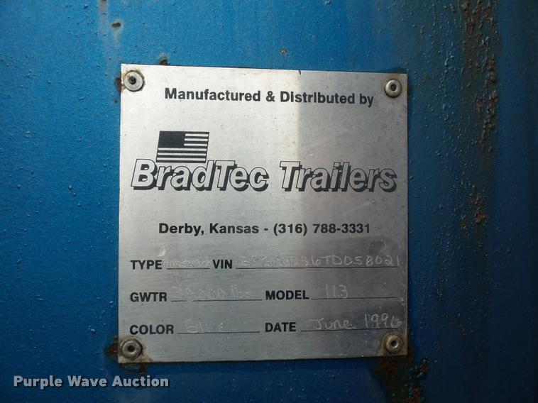 image for item J1513 1996 Bradtec equipment trailer