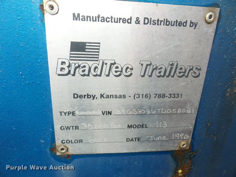 image for item J1513 1996 Bradtec equipment trailer