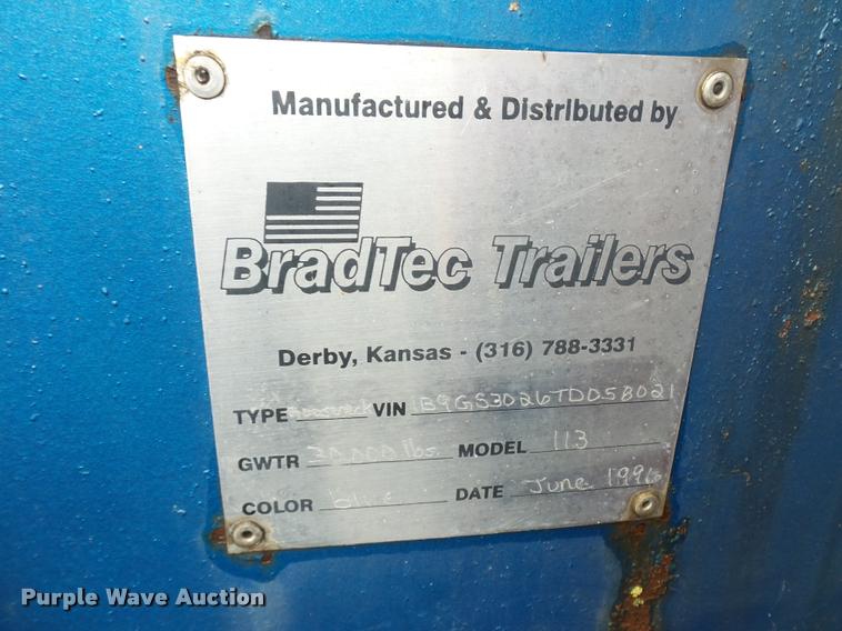image for item J1513 1996 Bradtec equipment trailer