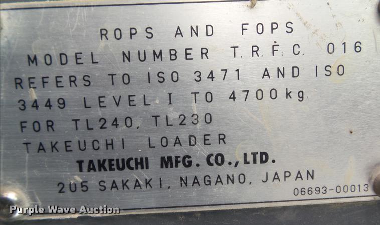 image for item CB9868 2008 Takeuchi TL240 skid steer