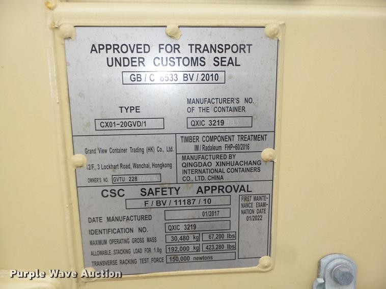 image for item DA0610 2017 Grandview contianer