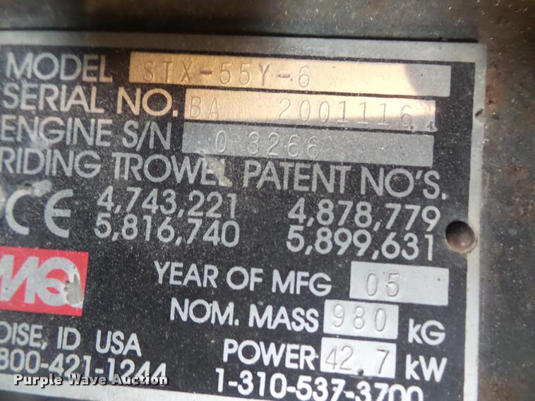 image for item DB0540 2005 Whiteman STX-55Y-6 power trowel