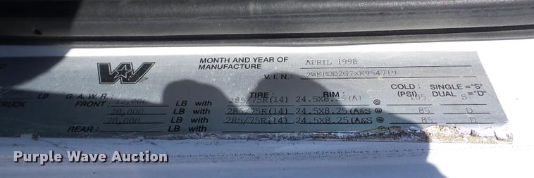 image for item K1263 1999 Western Star 5964SS dump truck